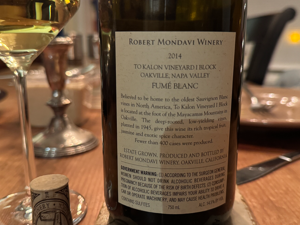 Robert Mondavi Winery Fumé Blanc To-Kalon I Block 2014